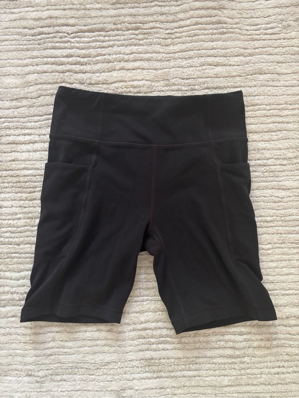 Girls Black High-Waist Bike Shorts with Side Pockets